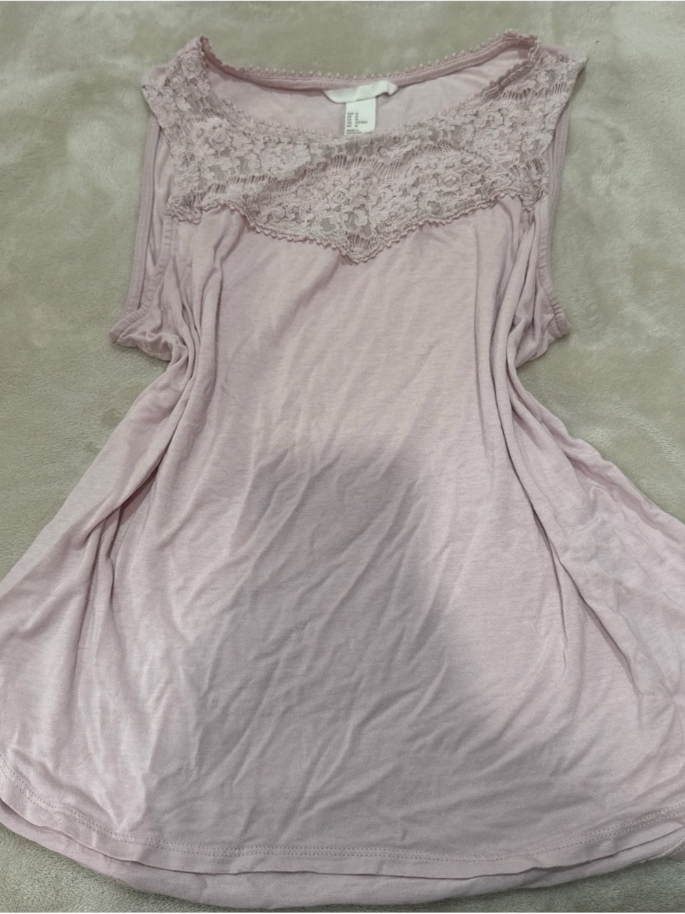 H&M Lace Trim Sleeveless Cami - Dusty Pink